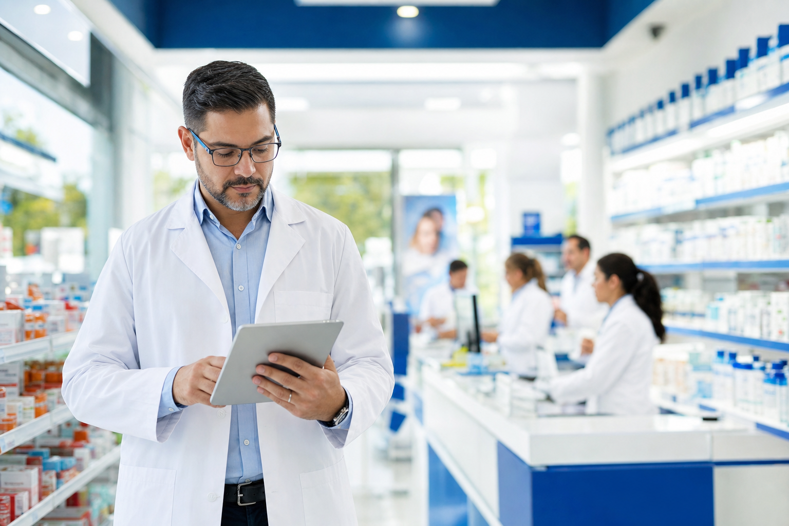 Supervisor revisando en tablet